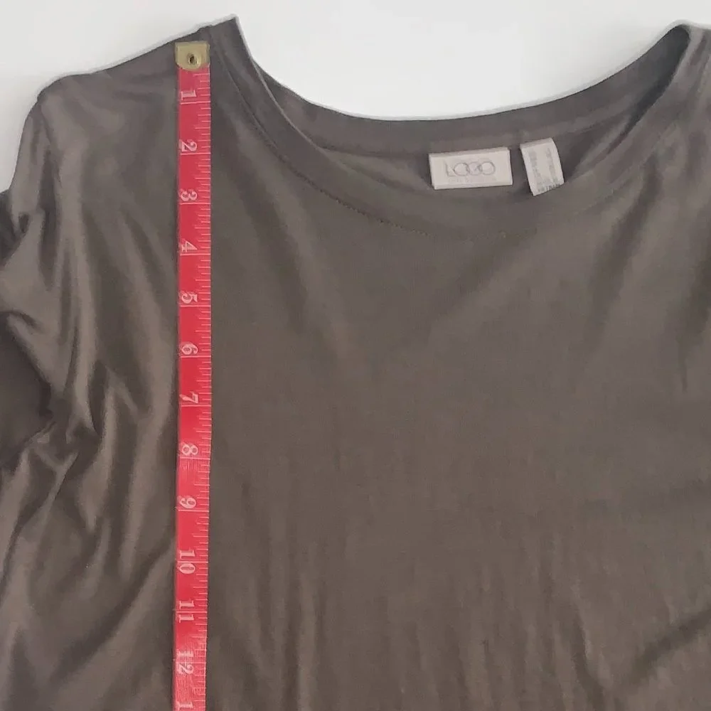 NWOT Logo Lori Goldstein Long Sleeve Dark Camo Green (Almost Brown) Shirt Sz Lg - Picture 8 of 13
